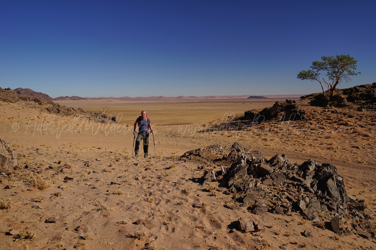 Marco hiking in the area close to Namibrand